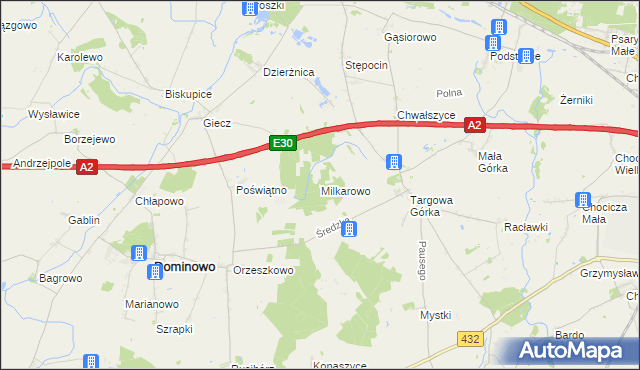 mapa Milkarowo, Milkarowo na mapie Targeo
