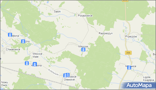mapa Miłocice gmina Jelcz-Laskowice, Miłocice gmina Jelcz-Laskowice na mapie Targeo