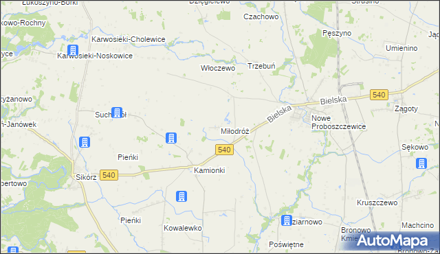 mapa Miłodróż, Miłodróż na mapie Targeo