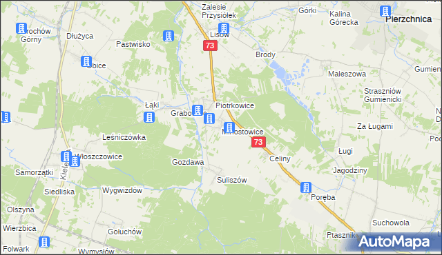 mapa Minostowice, Minostowice na mapie Targeo