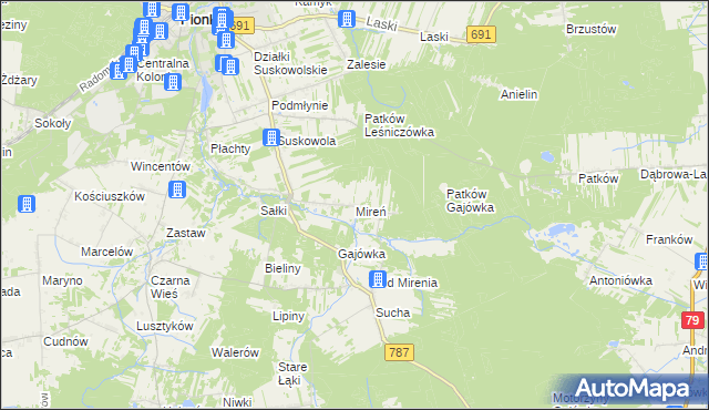 mapa Mireń, Mireń na mapie Targeo