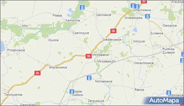 mapa Mirosławice gmina Sobótka, Mirosławice gmina Sobótka na mapie Targeo