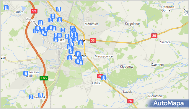mapa Miroszowice, Miroszowice na mapie Targeo