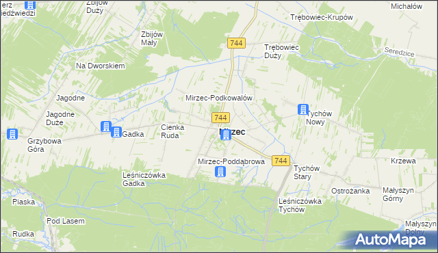 mapa Mirzec, Mirzec na mapie Targeo