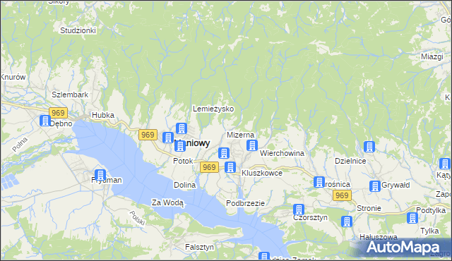 mapa Mizerna, Mizerna na mapie Targeo