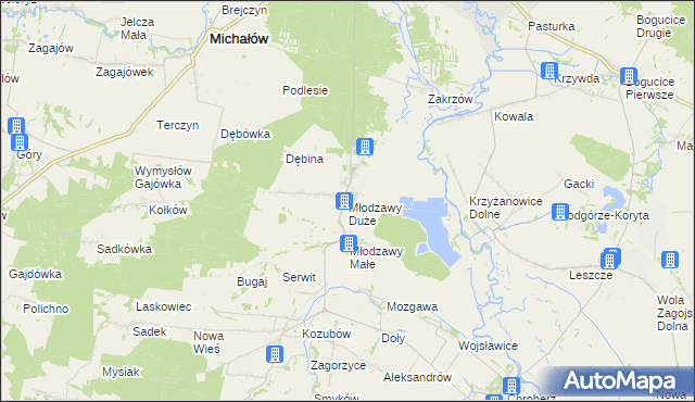 mapa Młodzawy Duże, Młodzawy Duże na mapie Targeo