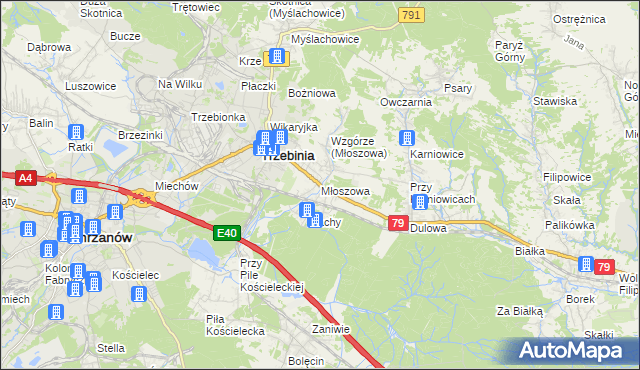 mapa Młoszowa, Młoszowa na mapie Targeo