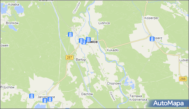 mapa Młyniec gmina Bobrowice, Młyniec gmina Bobrowice na mapie Targeo