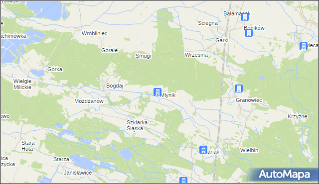 mapa Młynik gmina Sośnie, Młynik gmina Sośnie na mapie Targeo