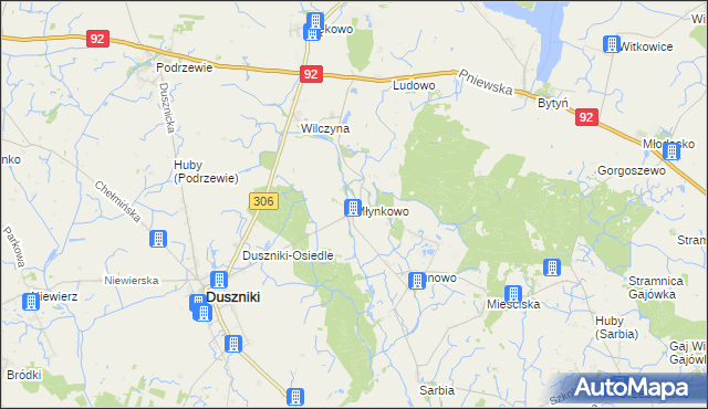 mapa Młynkowo gmina Duszniki, Młynkowo gmina Duszniki na mapie Targeo