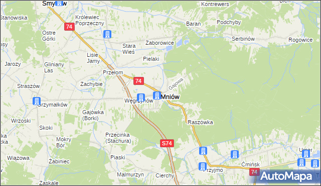 mapa Mniów, Mniów na mapie Targeo