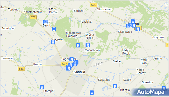 mapa Mocarzewo, Mocarzewo na mapie Targeo