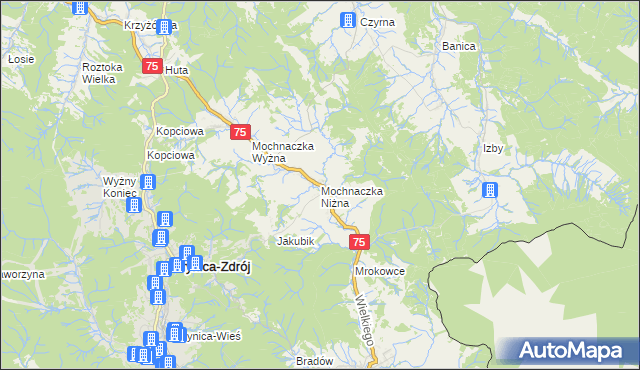 mapa Mochnaczka Niżna, Mochnaczka Niżna na mapie Targeo