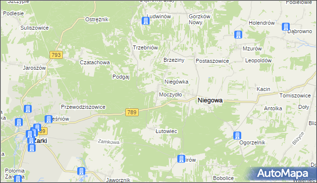 mapa Moczydło gmina Niegowa, Moczydło gmina Niegowa na mapie Targeo