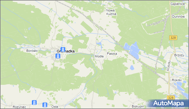 mapa Modła gmina Gromadka, Modła gmina Gromadka na mapie Targeo