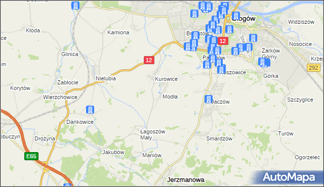 mapa Modła gmina Jerzmanowa, Modła gmina Jerzmanowa na mapie Targeo