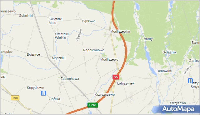 mapa Modliszewo, Modliszewo na mapie Targeo