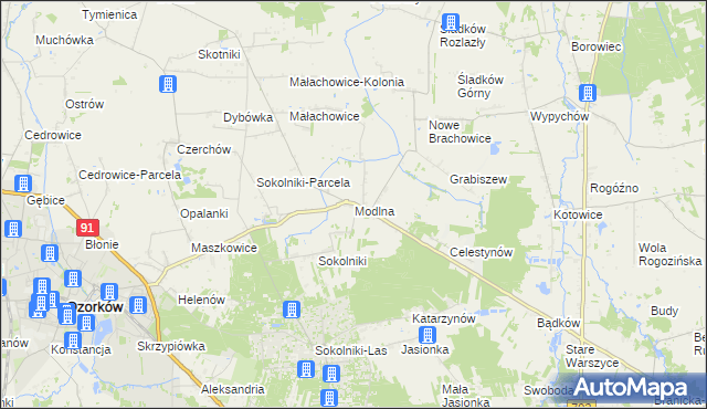 mapa Modlna, Modlna na mapie Targeo