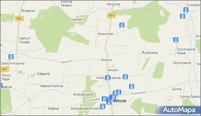 mapa Modryń, Modryń na mapie Targeo