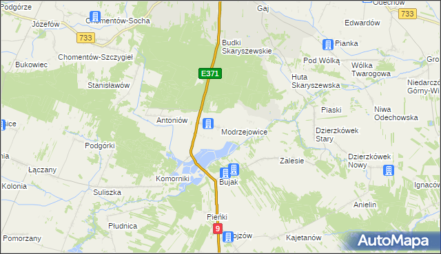 mapa Modrzejowice, Modrzejowice na mapie Targeo