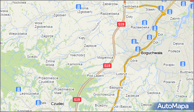 mapa Mogielnica gmina Boguchwała, Mogielnica gmina Boguchwała na mapie Targeo