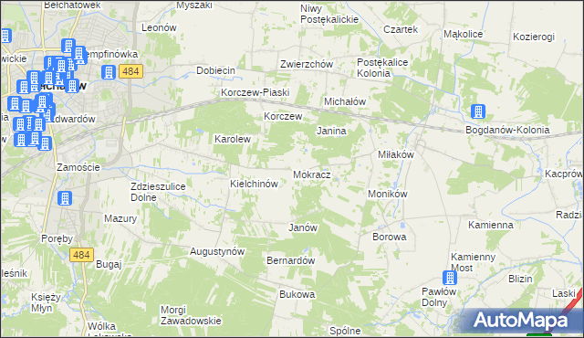 mapa Mokracz, Mokracz na mapie Targeo