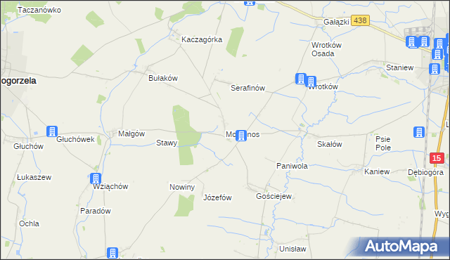 mapa Mokronos gmina Koźmin Wielkopolski, Mokronos gmina Koźmin Wielkopolski na mapie Targeo