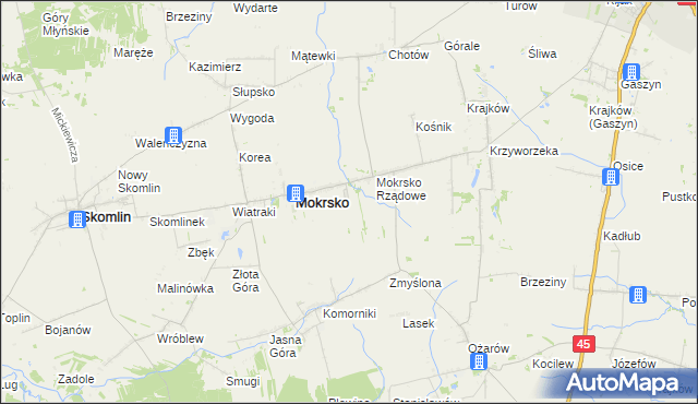 mapa Mokrsko-Osiedle, Mokrsko-Osiedle na mapie Targeo