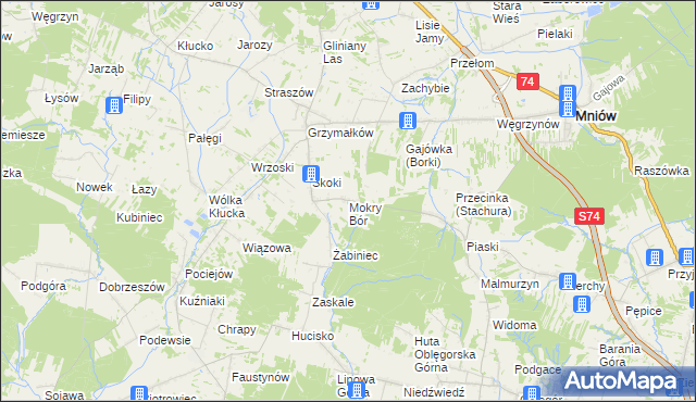 mapa Mokry Bór, Mokry Bór na mapie Targeo