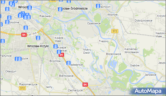 mapa Mokry Dwór gmina Siechnice, Mokry Dwór gmina Siechnice na mapie Targeo