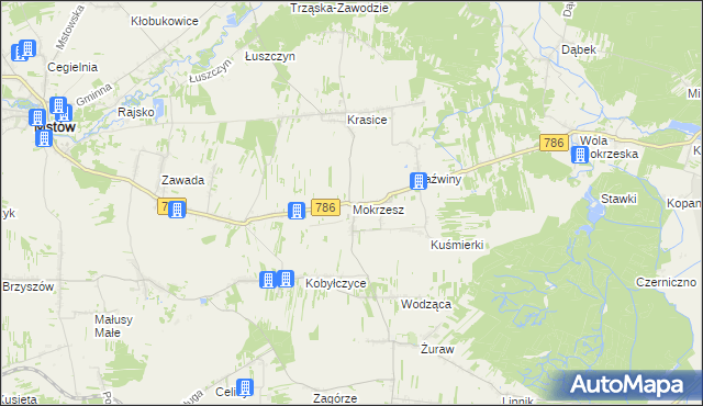 mapa Mokrzesz, Mokrzesz na mapie Targeo