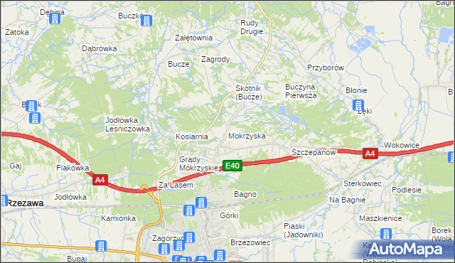 mapa Mokrzyska, Mokrzyska na mapie Targeo