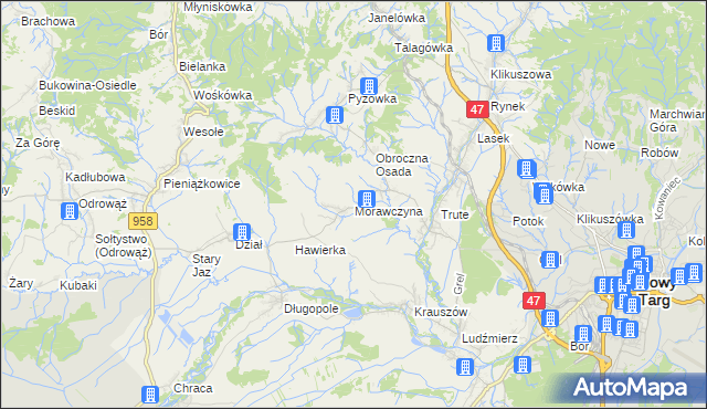 mapa Morawczyna, Morawczyna na mapie Targeo