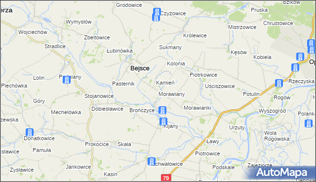 mapa Morawiany, Morawiany na mapie Targeo