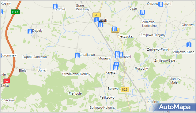 mapa Morawy gmina Stupsk, Morawy gmina Stupsk na mapie Targeo