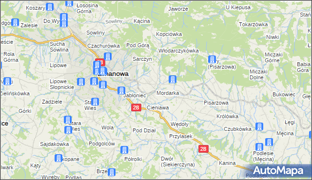 mapa Mordarka, Mordarka na mapie Targeo