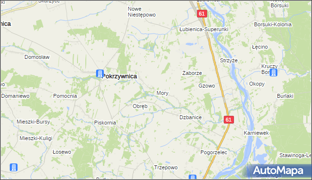 mapa Mory gmina Pokrzywnica, Mory gmina Pokrzywnica na mapie Targeo