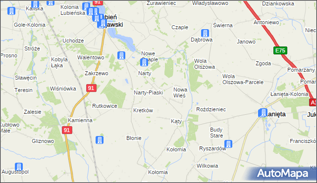 mapa Morzyce gmina Lubień Kujawski, Morzyce gmina Lubień Kujawski na mapie Targeo