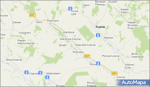 mapa Mościska-Kolonia, Mościska-Kolonia na mapie Targeo