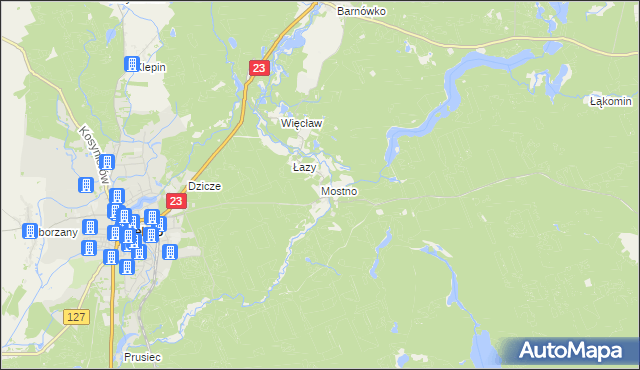 mapa Mostno, Mostno na mapie Targeo