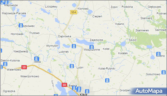 mapa Moszczonne, Moszczonne na mapie Targeo