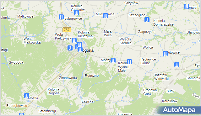 mapa Moszyny, Moszyny na mapie Targeo