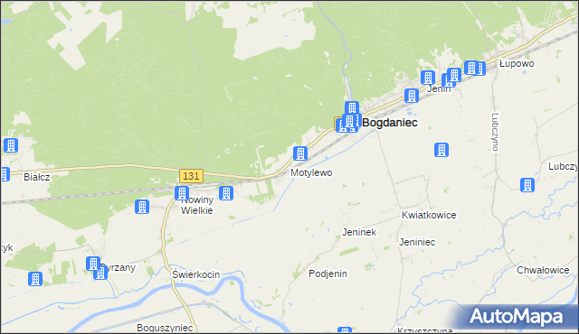 mapa Motylewo, Motylewo na mapie Targeo
