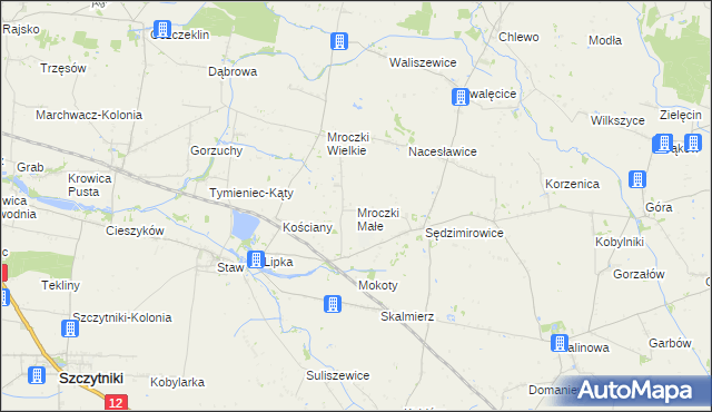 mapa Mroczki Małe gmina Błaszki, Mroczki Małe gmina Błaszki na mapie Targeo