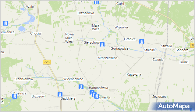 mapa Mroczkowice gmina Cielądz, Mroczkowice gmina Cielądz na mapie Targeo
