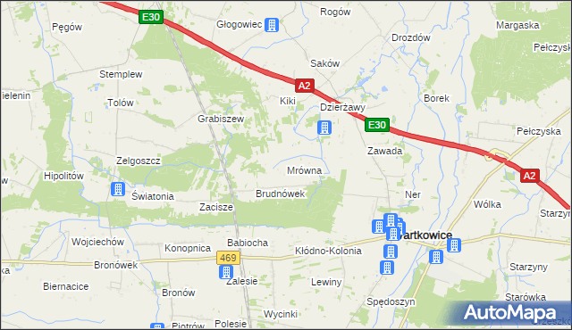 mapa Mrówna, Mrówna na mapie Targeo