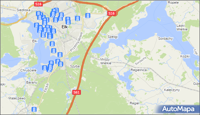 mapa Mrozy Wielkie, Mrozy Wielkie na mapie Targeo