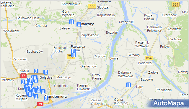 mapa Mściów, Mściów na mapie Targeo