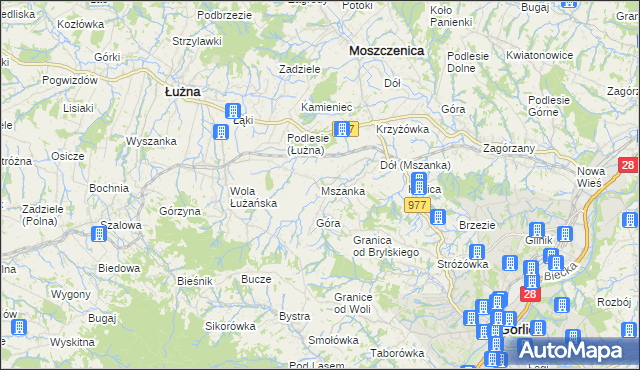 mapa Mszanka gmina Łużna, Mszanka gmina Łużna na mapie Targeo