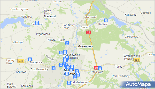mapa Mszanowo, Mszanowo na mapie Targeo